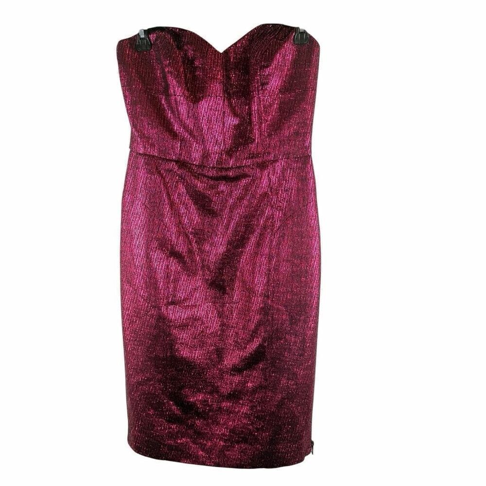 NWOT MILLY FUSCHIA Metallic Marta Strapless Dress size 12